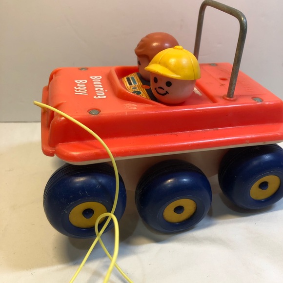 Fisher Price Bouncing Buggy 1973 Vintage Red White #122 Pull Toy Kids Made in US - Picture 10 of 12